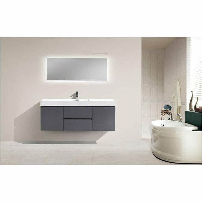 Moreno Bath Fortune 60 Inch Wall Mounted Bath Vanity With Single Reinforced Acrylic Sink MOF60S