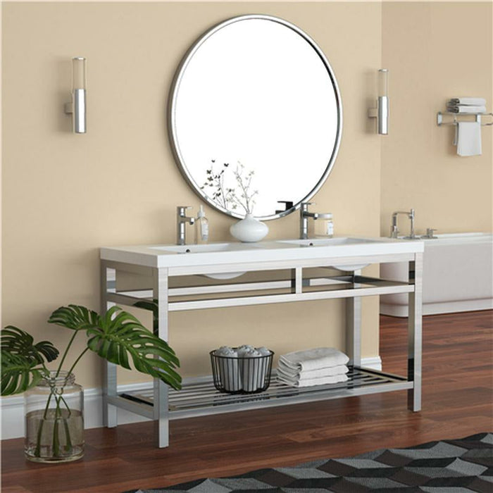 Moreno Bath Otto 60 Inch Stainless Steel Console With White Acrylic Sink PC60