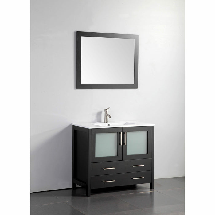 Vanity Art 36 Inch Vanity Cabinet With Ceramic Sink & Mirror Espresso VA3036