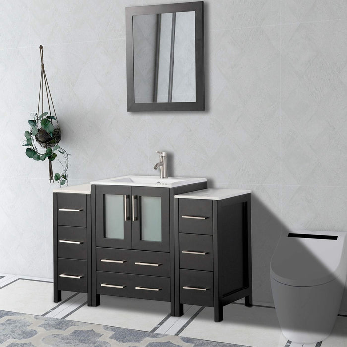 Vanity Art 48 Inch Vanity Cabinet With Ceramic Sink & Mirror VA3024-48