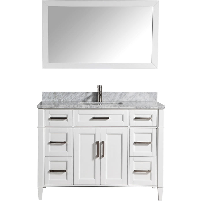 Vanity Art 60 Inch Single Sink Cabinet With White Carrara Marble Vanity Top With Sink & Mirror VA2060