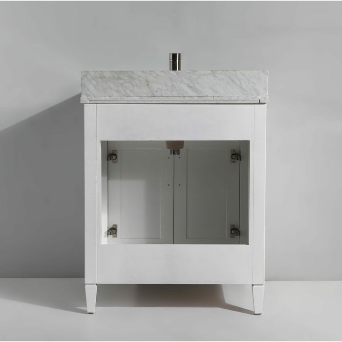 Vanity Art 30 Inch Single Sink Cabinet With White Carrara Marble Vanity Top With Sink & Mirror VA2030