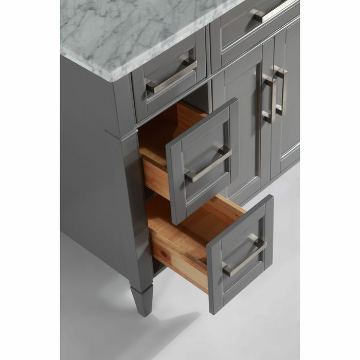 Vanity Art 48 Inch Single Sink Cabinet With White Carrara Marble Vanity Top Gray VA2048