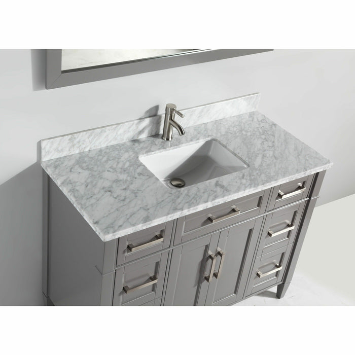 Vanity Art 48 Inch Single Sink Cabinet With White Carrara Marble Vanity Top Gray VA2048