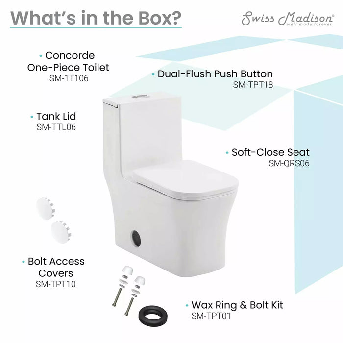 Swiss Madison Concorde One-Piece Square Toilet Dual-Flush 1.1/1.6 gpf SM-1T106