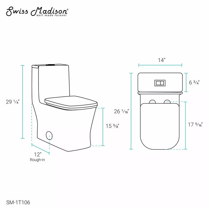 Swiss Madison Concorde One-Piece Square Toilet Dual-Flush 1.1/1.6 gpf SM-1T106