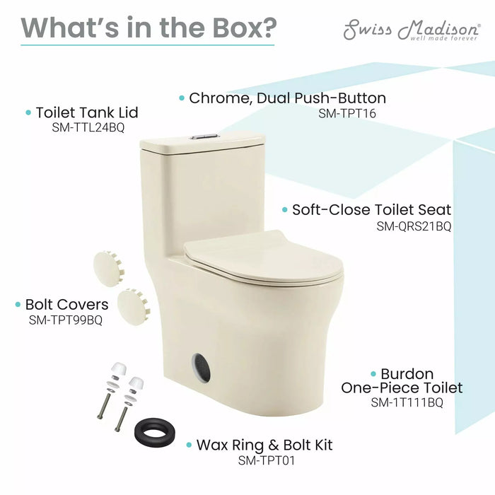 Swiss Madison Burdon One-Piece Elongated Toilet Vortex™ Dual-Flush 1.1/1.6 gpf SM-1T111