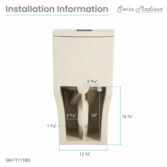 Swiss Madison Burdon One-Piece Elongated Toilet Vortex™ Dual-Flush 1.1/1.6 gpf SM-1T111