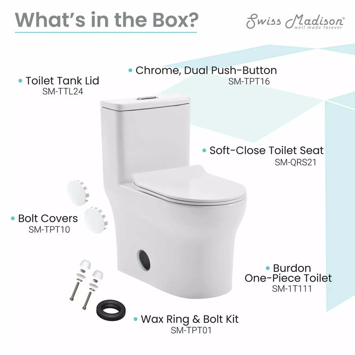 Swiss Madison Burdon One-Piece Elongated Toilet Vortex™ Dual-Flush 1.1/1.6 gpf SM-1T111