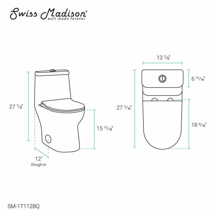 Swiss Madison Ivy One-Piece Elongated Toilet Vortex™ Dual-Flush 1.1/1.6 gpf SM-1T112