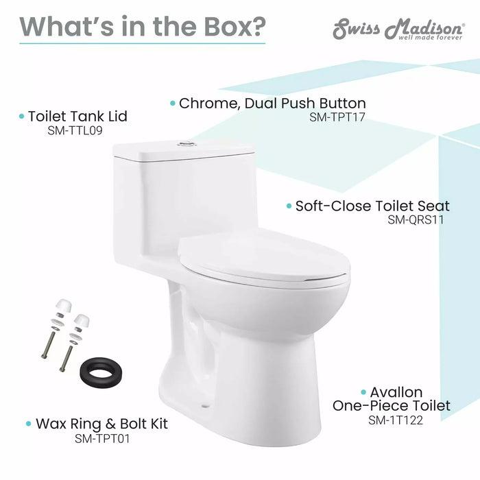 Swiss Madison Avallon One-Piece Elongated Toilet Dual-Flush 1.1/1.6 gpf SM-1T122