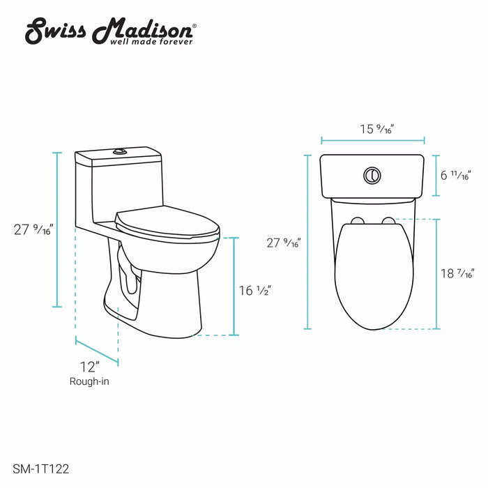 Swiss Madison Avallon One-Piece Elongated Toilet Dual-Flush 1.1/1.6 gpf SM-1T122