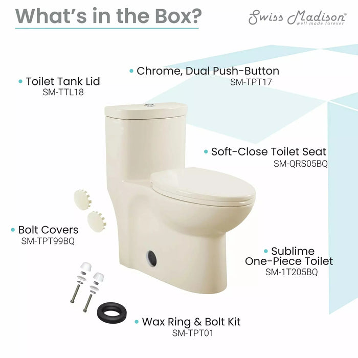 Swiss Madison Sublime One-Piece Elongated Toilet Dual-Flush 1.1/1.6 gpf SM-1T205