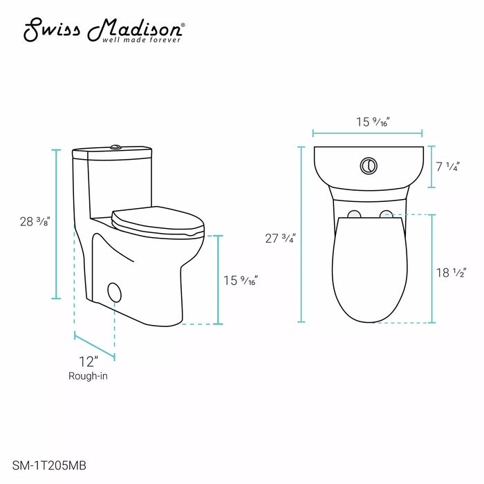 Swiss Madison Sublime One-Piece Elongated Toilet Dual-Flush 1.1/1.6 gpf SM-1T205