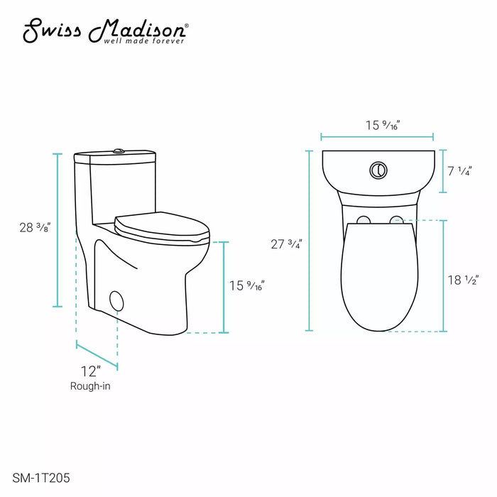 Swiss Madison Sublime One-Piece Elongated Toilet Dual-Flush 1.1/1.6 gpf SM-1T205