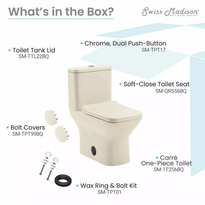 Swiss Madison Carré One-Piece Square Toilet Dual-Flush 1.1/1.6 gpf SM-1T256