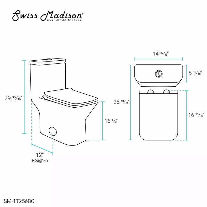 Swiss Madison Carré One-Piece Square Toilet Dual-Flush 1.1/1.6 gpf SM-1T256