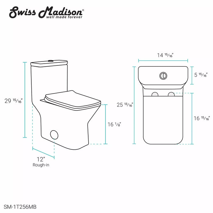 Swiss Madison Carré One-Piece Square Toilet Dual-Flush 1.1/1.6 gpf SM-1T256