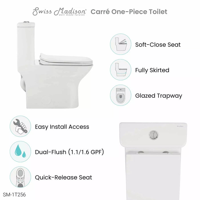 Swiss Madison Carré One-Piece Square Toilet Dual-Flush 1.1/1.6 gpf SM-1T256