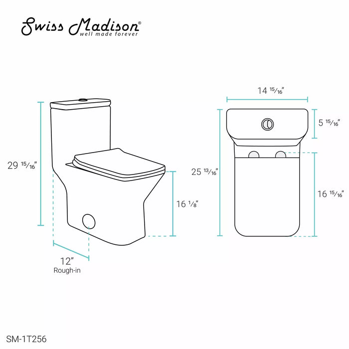 Swiss Madison Carré One-Piece Square Toilet Dual-Flush 1.1/1.6 gpf SM-1T256