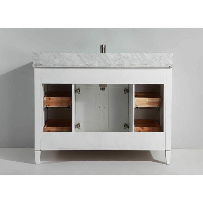 Vanity Art 60 Inch Single Sink Cabinet With White Carrara Marble Vanity Top With Sink & Mirror VA2060