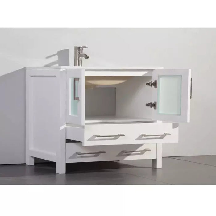 Vanity Art 96 Inch Double Sink Vanity Cabinet with Sink and Mirrors (Ceramic Top) - 3 Side Cabinets VA3030-96