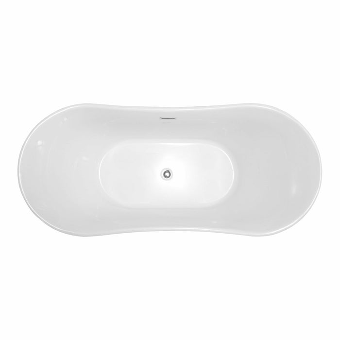 Vanity Art 67 Inch Freestanding White Acrylic Bathtub VA6805