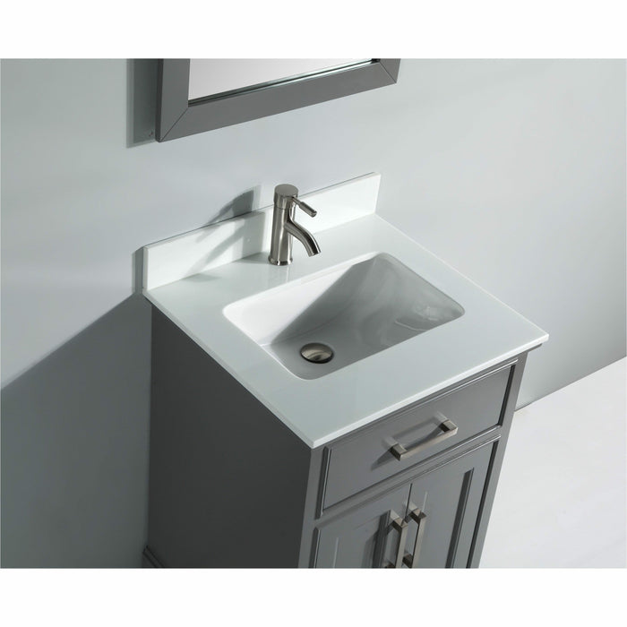 Vanity Art 24 Inch Single Sink Cabinet With Super White Phoenix Stone Vanity Top With Sink and Mirror VA1024