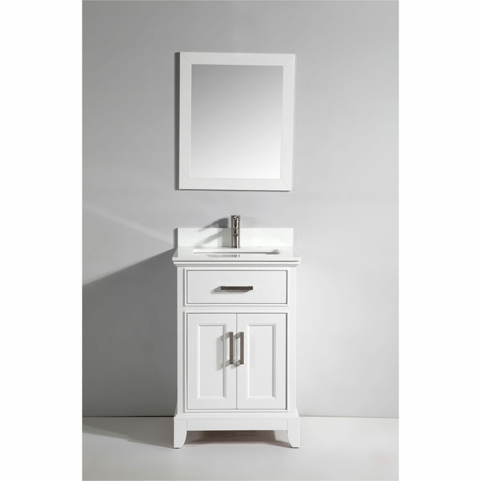 Vanity Art 24 Inch Single Sink Cabinet With Super White Phoenix Stone Vanity Top With Sink and Mirror VA1024