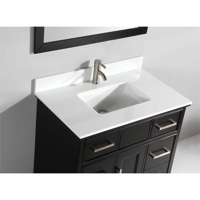 Vanity Art 36 Inch Single Sink Cabinet With Super White Phoenix Stone Vanity Top With Sink & Mirror VA1036