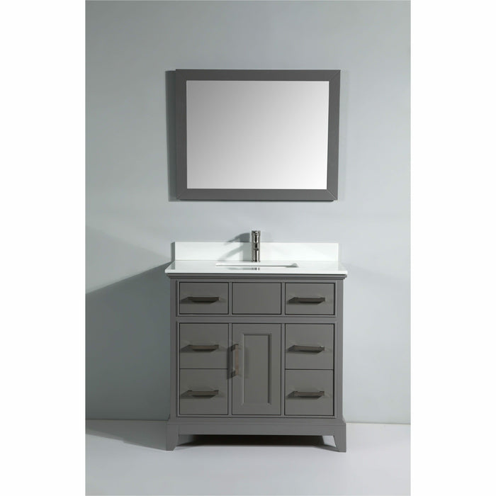 Vanity Art 36 Inch Single Sink Cabinet With Super White Phoenix Stone Vanity Top With Sink & Mirror VA1036