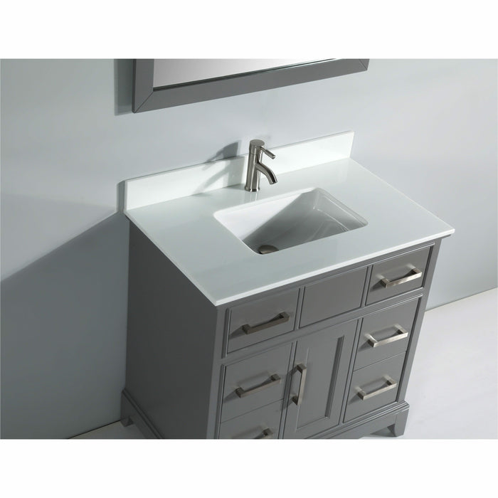 Vanity Art 36 Inch Single Sink Cabinet With Super White Phoenix Stone Vanity Top With Sink & Mirror VA1036