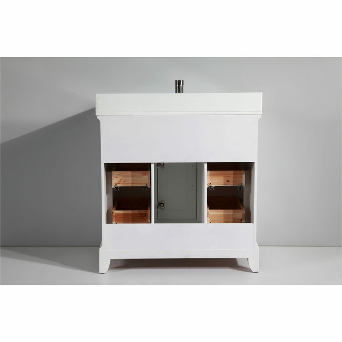 Vanity Art 36 Inch Single Sink Cabinet With Super White Phoenix Stone Vanity Top With Sink & Mirror VA1036