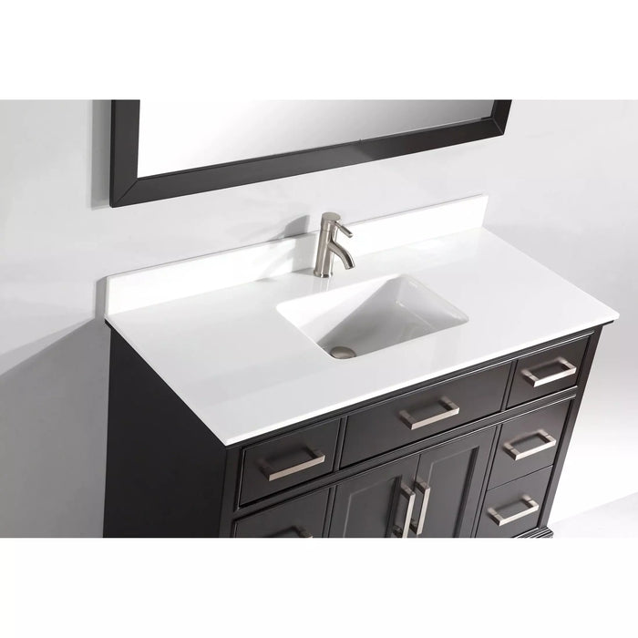 Vanity Art 60 Inch Single Sink Bathroom with Mirror (White Phoenix Stone Top) VA1060