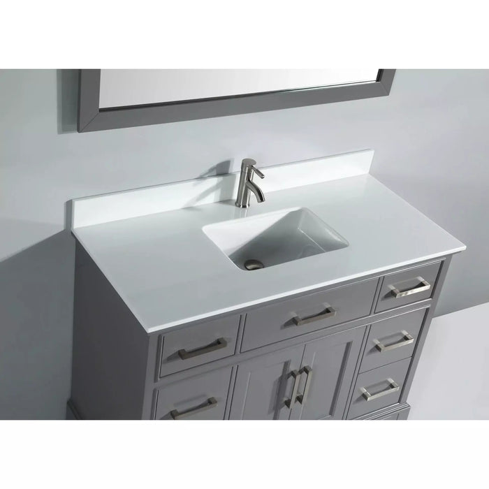 Vanity Art 60 Inch Single Sink Bathroom with Mirror (White Phoenix Stone Top) VA1060