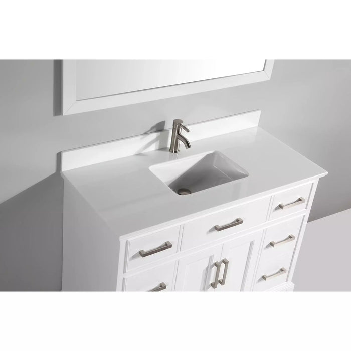 Vanity Art 60 Inch Single Sink Bathroom with Mirror (White Phoenix Stone Top) VA1060