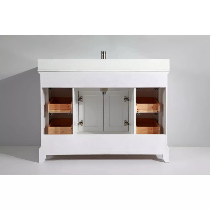 Vanity Art 60 Inch Single Sink Bathroom with Mirror (White Phoenix Stone Top) VA1060