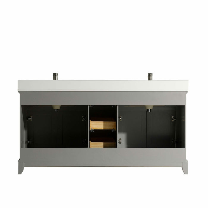 Vanity Art 72 Inch Double Sink Cabinet With Super White Phoenix Stone Vanity Top With Sink & Mirrors VA1072D