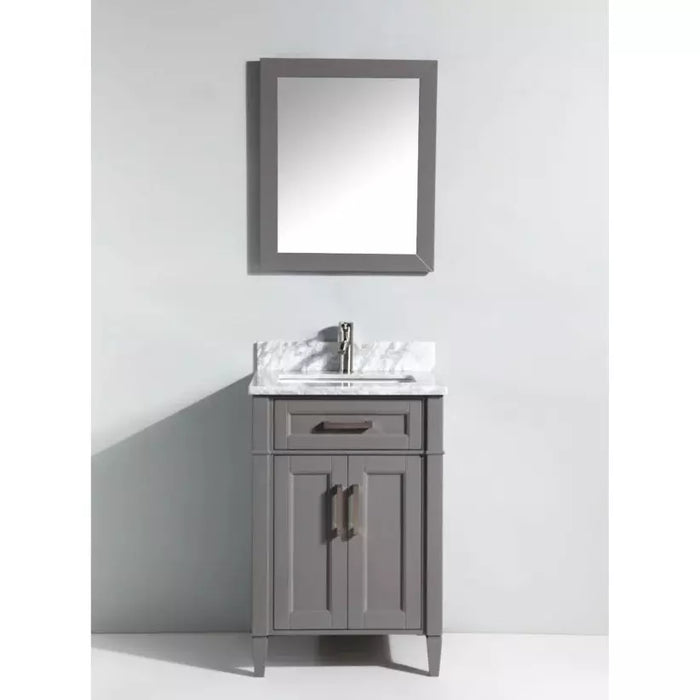 Vanity Art 24 Inch Single Sink Cabinet With White Carrara Marble Vanity Top With Sink & Mirror VA2024