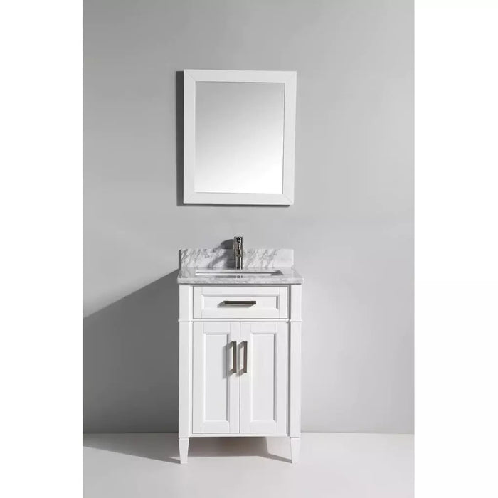 Vanity Art 24 Inch Single Sink Cabinet With White Carrara Marble Vanity Top With Sink & Mirror VA2024