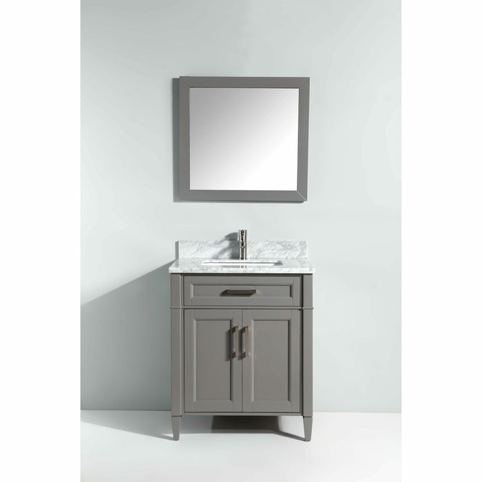 Vanity Art 30 Inch Single Sink Cabinet With White Carrara Marble Vanity Top With Sink & Mirror VA2030