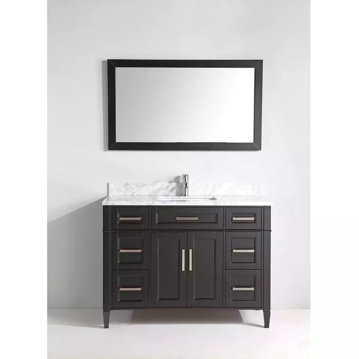 Vanity Art 48 Inch Single Sink Cabinet With White Carrara Marble Vanity Top Gray VA2048