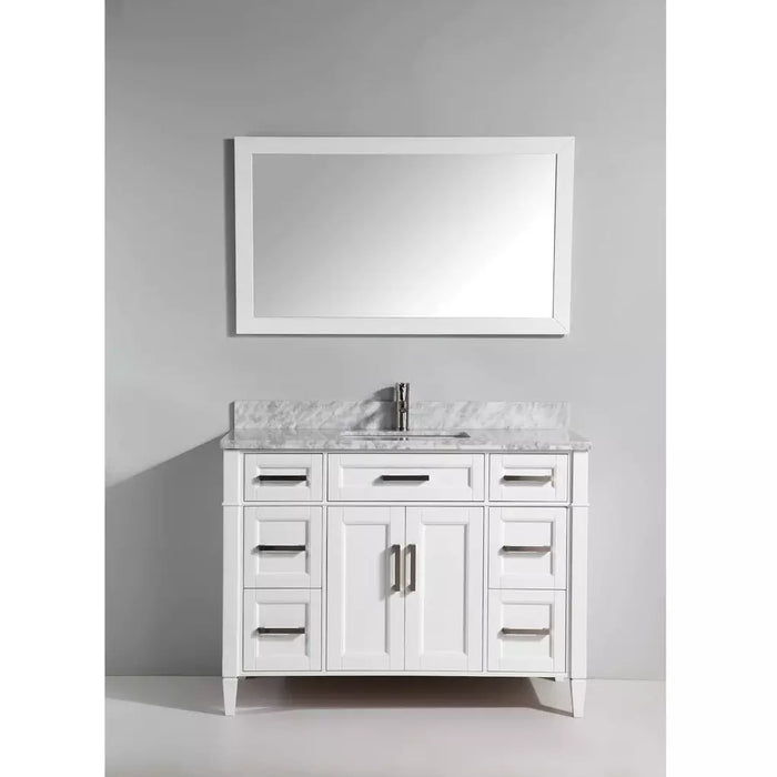 Vanity Art 48 Inch Single Sink Cabinet With White Carrara Marble Vanity Top Gray VA2048