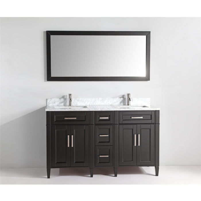 Vanity Art 60 Inch Double Sink Cabinet With White Carrara Marble Vanity Top With Sink & Mirror VA2060D