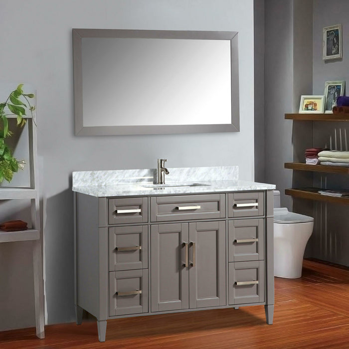 Vanity Art 60 Inch Single Sink Cabinet With White Carrara Marble Vanity Top With Sink & Mirror VA2060