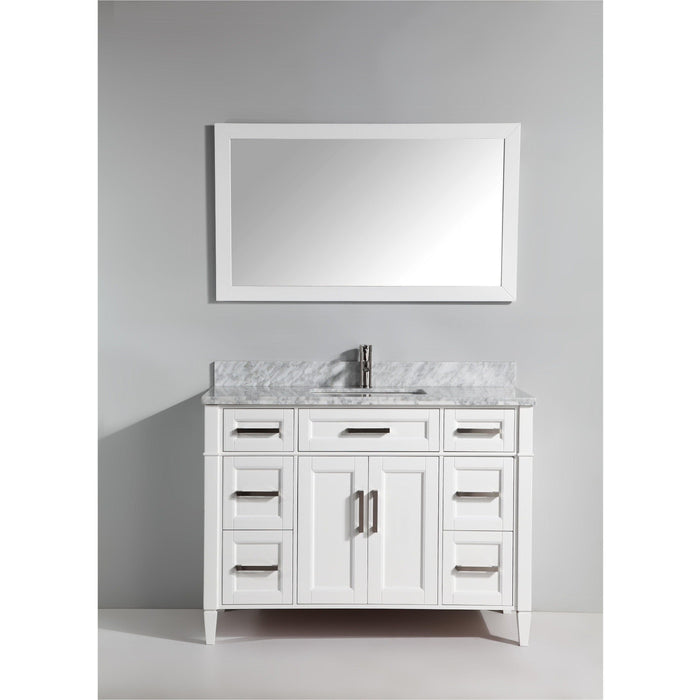 Vanity Art 60 Inch Single Sink Cabinet With White Carrara Marble Vanity Top With Sink & Mirror VA2060