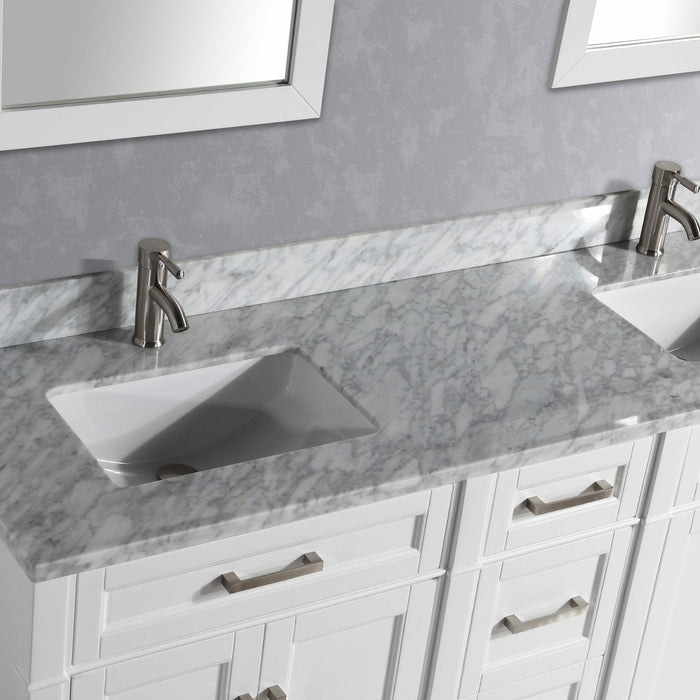 Vanity Art 72 Inch Double Sink Cabinet With White Carrara Marble Vanity Top With Sink & Mirrors VA2072D