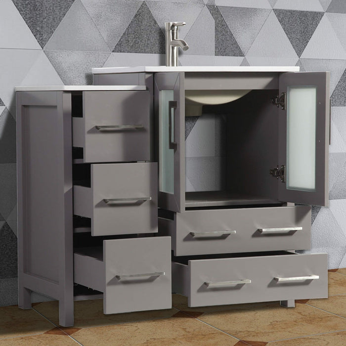 Vanity Art 36 Inch Vanity Cabinet With Ceramic Sink & Mirror - VA3024-36