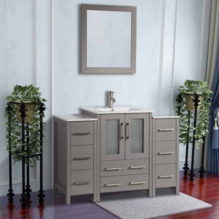 Vanity Art 48 Inch Vanity Cabinet With Ceramic Sink & Mirror VA3024-48