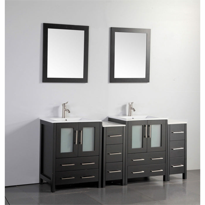 Vanity Art 72 Inch Vanity Cabinet With Ceramic Sinks & Mirrors - VA3024-72